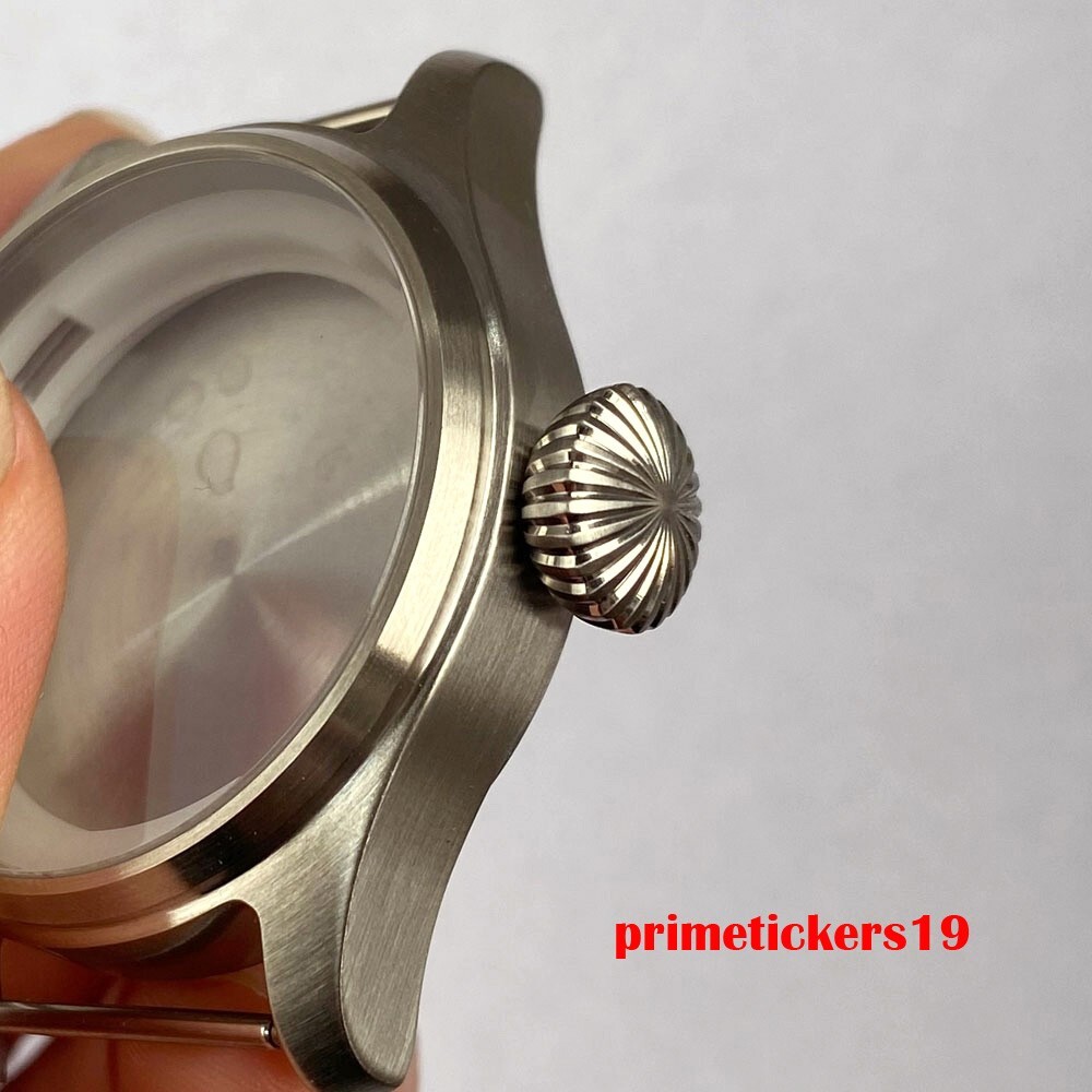 36mm Steel Pilot Watch Case 20bar Sapphire Big Crown Fit NH35 NH36 NH34 Movement