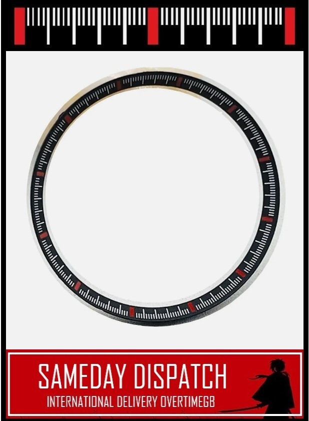 BLACK RED RULER CHAPTER RING FOR SEIKO SKX007 SRPD & MOD WATCHES 30.5 NH36 NH35