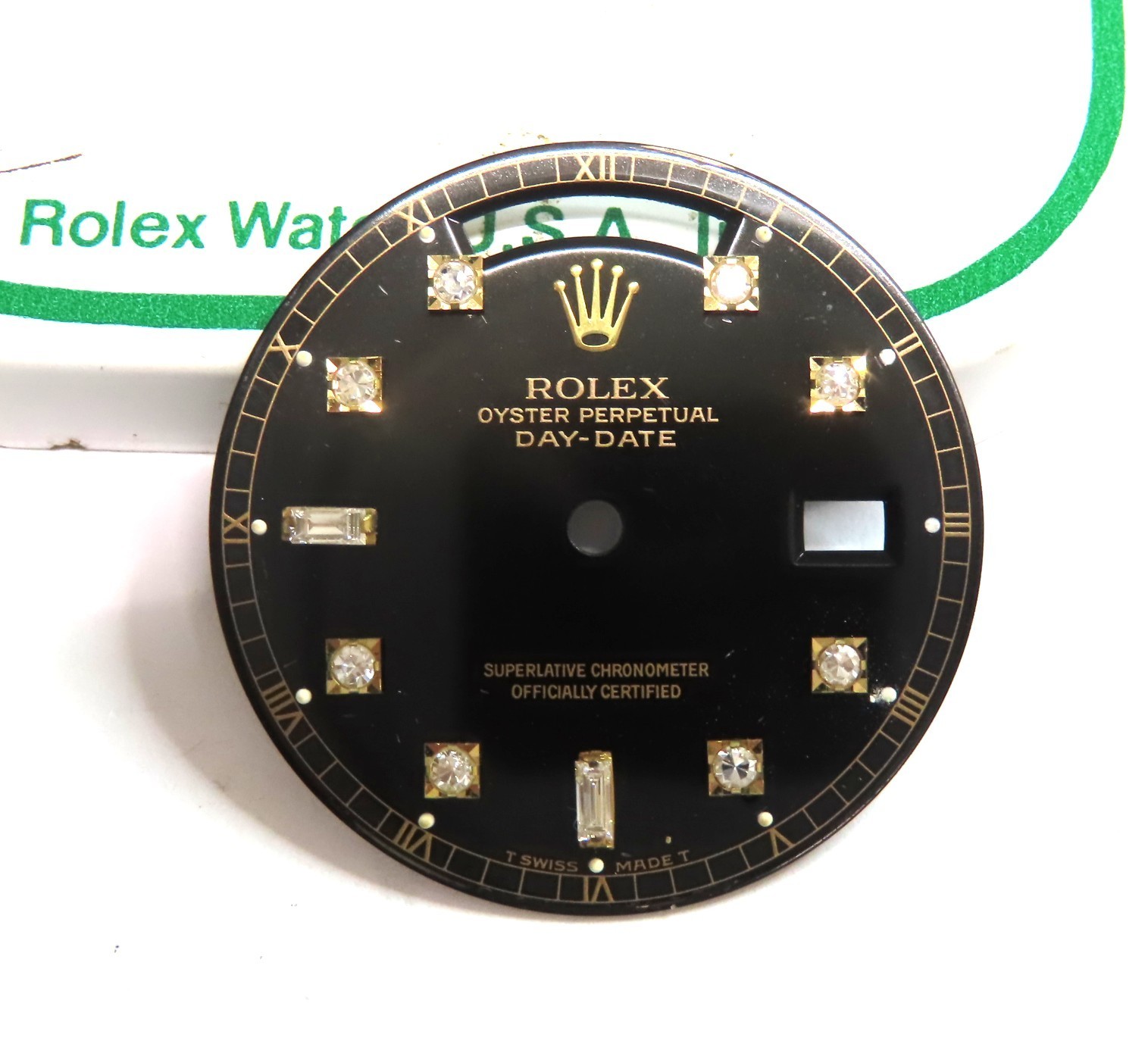 ROLEX VINTAGE DAY-DATE BLACK ORIGINAL DIAL WITH CUSTOM DIAMONDS FOR REF. 18038