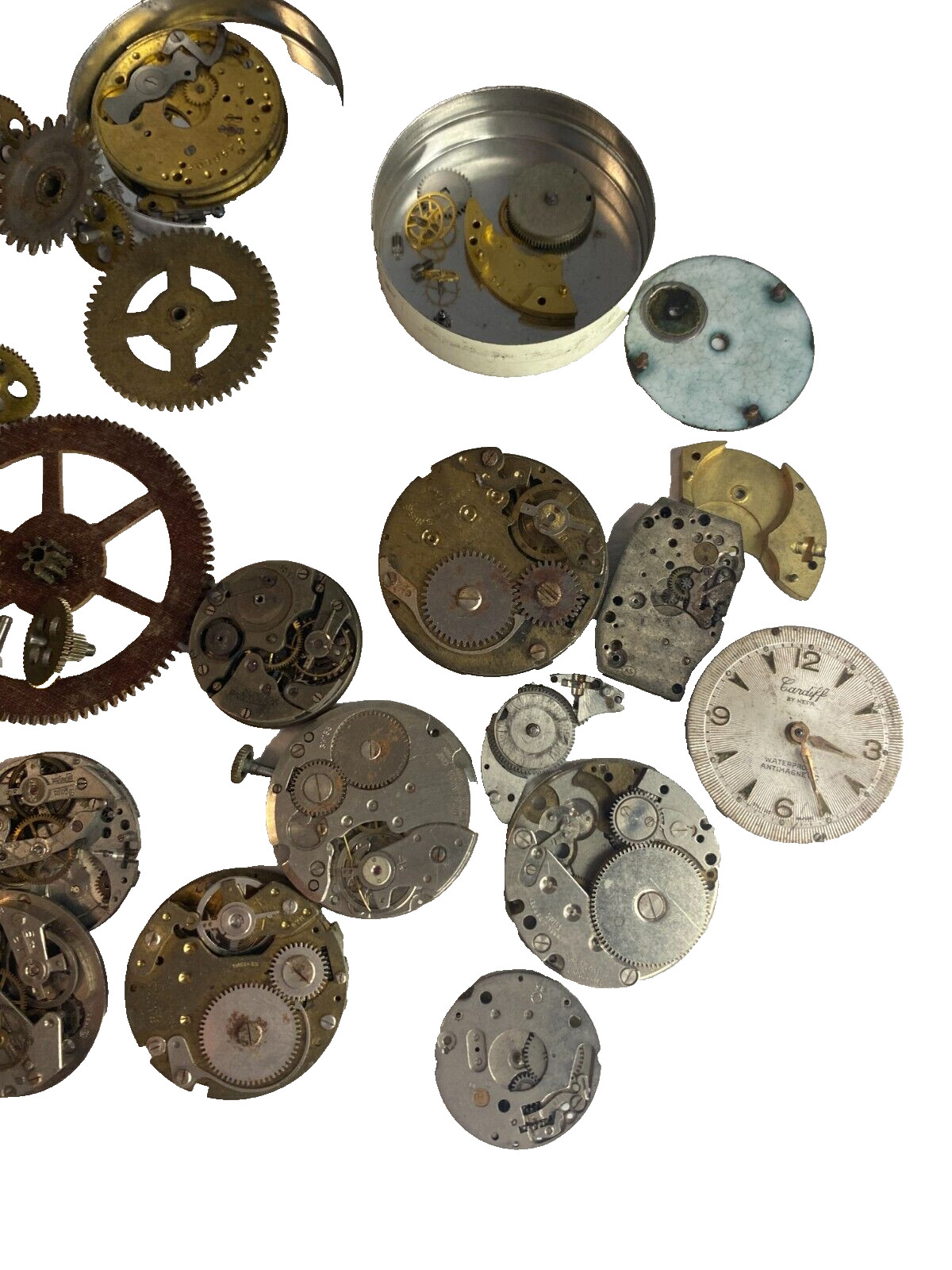 25 Unique Watch Gears Part Steampunk Lot Art Movements Craft Pieces Faces