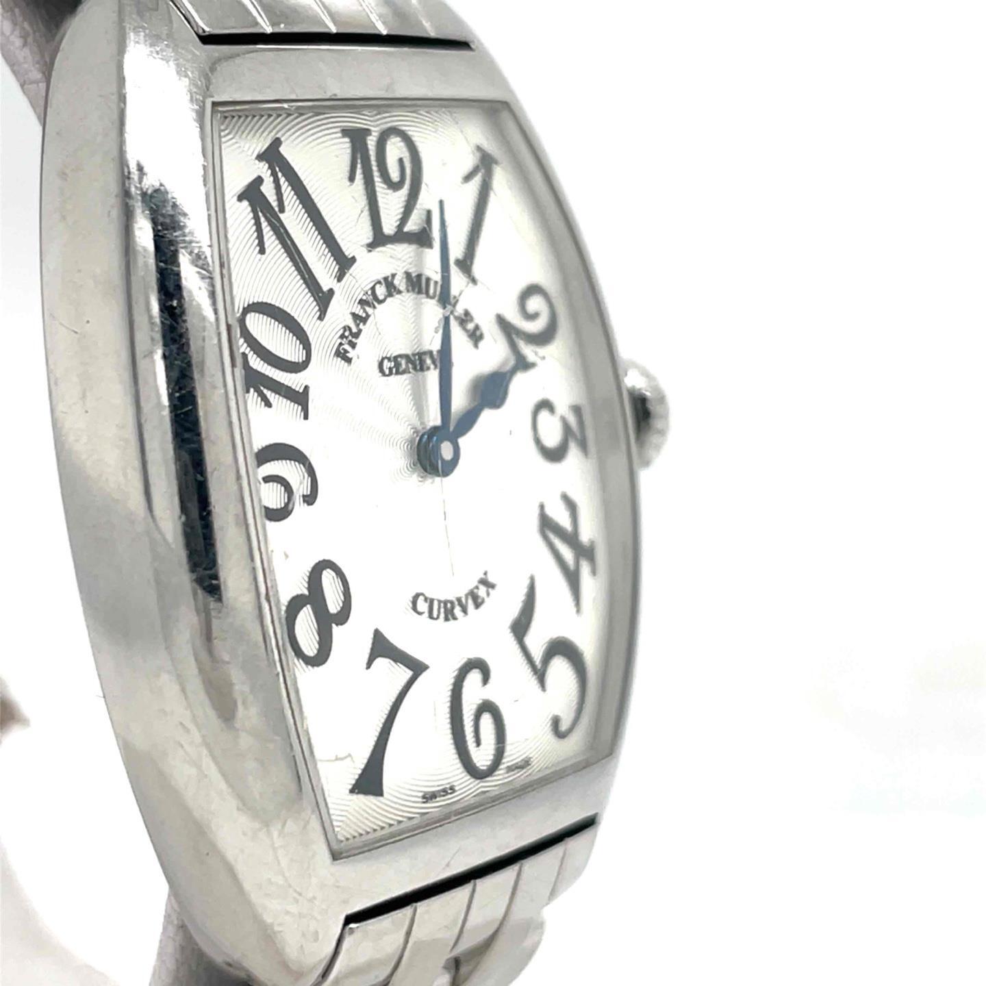 Franck Muller Cintree Curvex Quartz 29mm Stainless Steel Silver Dial Men 7502 QZ