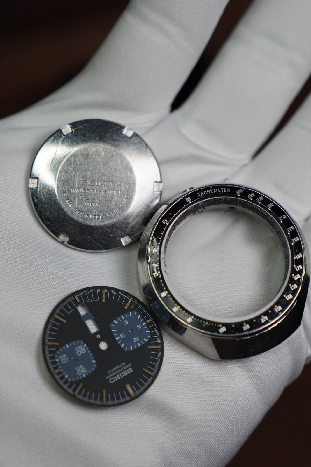 Authentic Seiko 6138-0040 Bullhead Chronograph Case Set Original Dial &Caseback