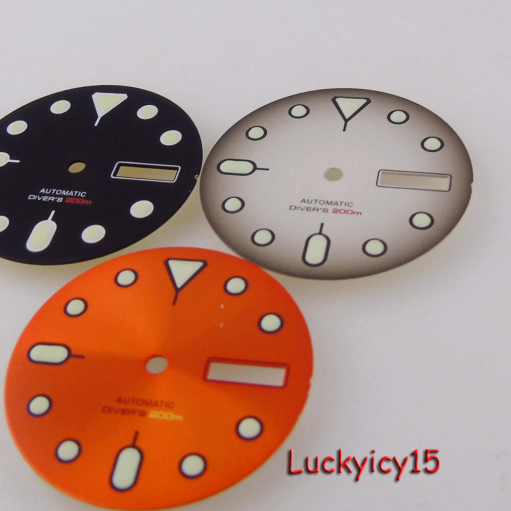 Tandorio 29mm Orange Black Watch Dial Fit NH36 NH36A Automatic Watch Parts Men