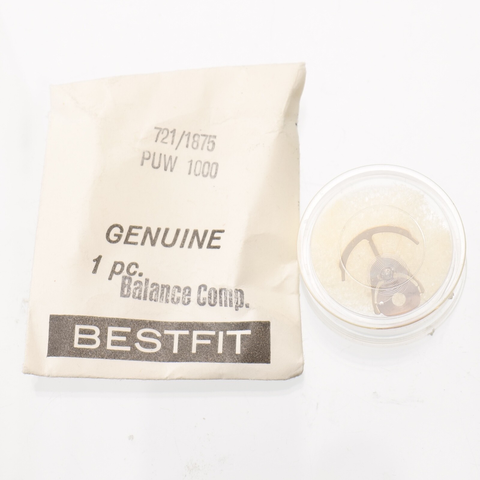 PUW 1000, 1001, 1002 Balance Complete Watch Part Bestfit # 721/1875 Watchmakers