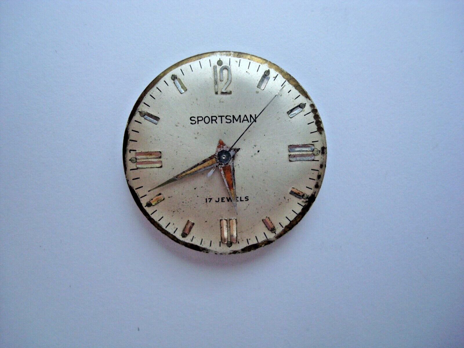 Sportsman Men’s Watch Movement 17j. Manual Wind up AS Is for Parts- Read