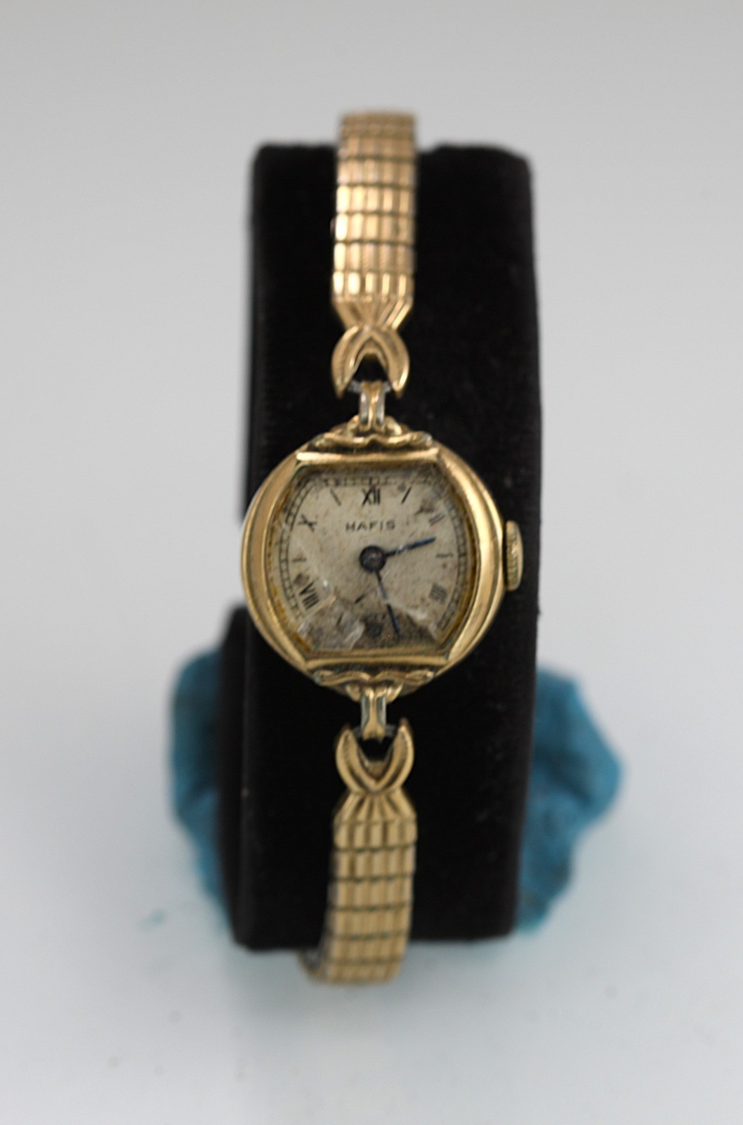 Hafis Watch Vintage Women Gold Stainless Stretch Mechanical Beige NON-WORKING