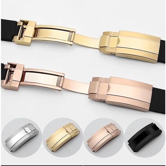 New 20mm/ 21mm/ 22mm Black Silicone Rubber Watch Strap Band for Rolex Oyster