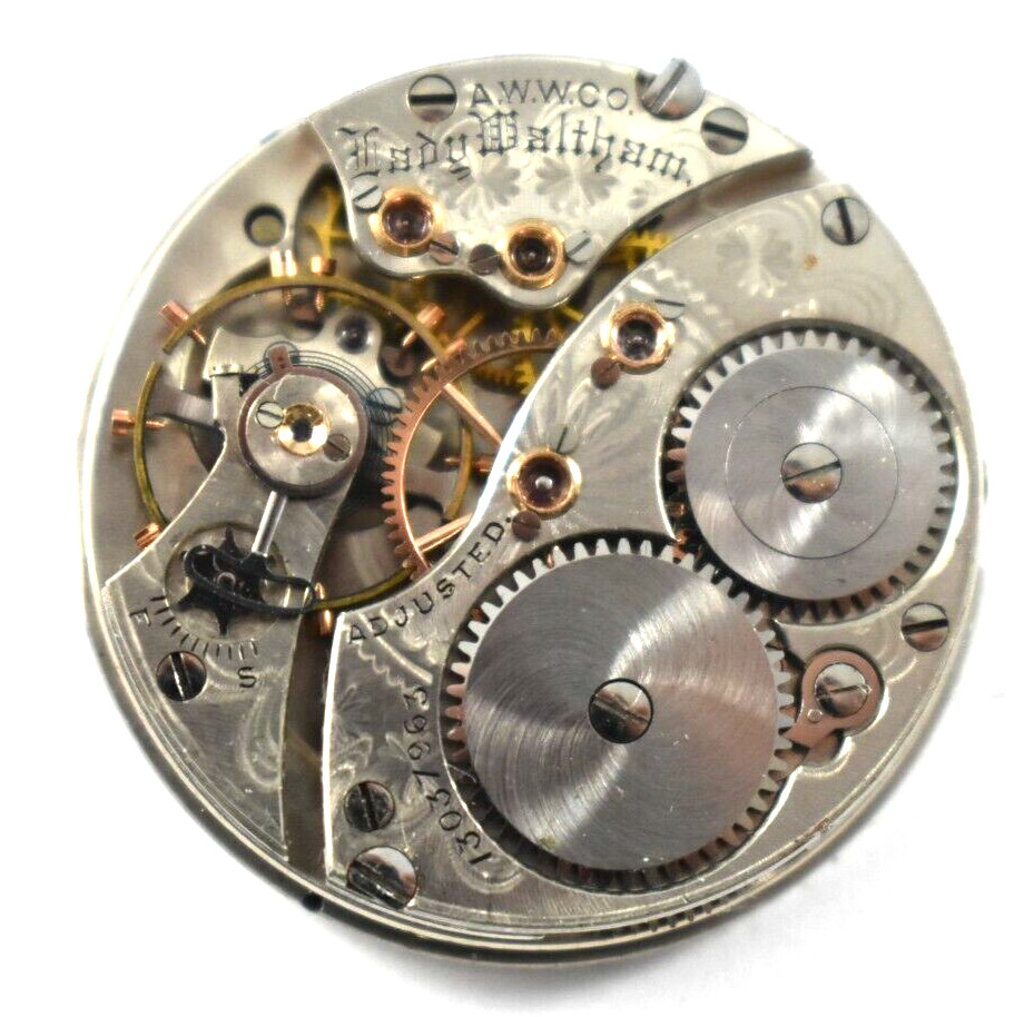 Vintage Waltham Lady Waltham 0s 16J Hunting Pocket Watch Movement lot.fh