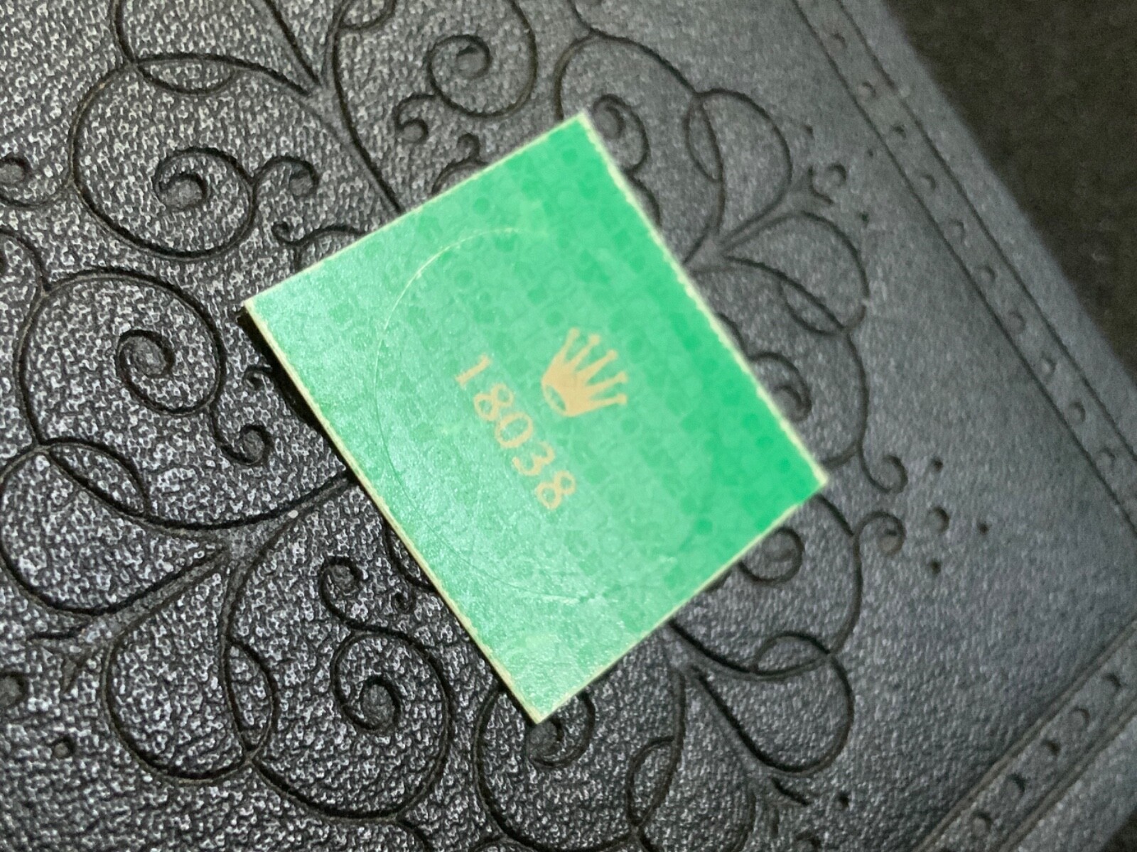 Authentic Rolex 18038 Oyster Day Date Green Case Back Hologram Sticker