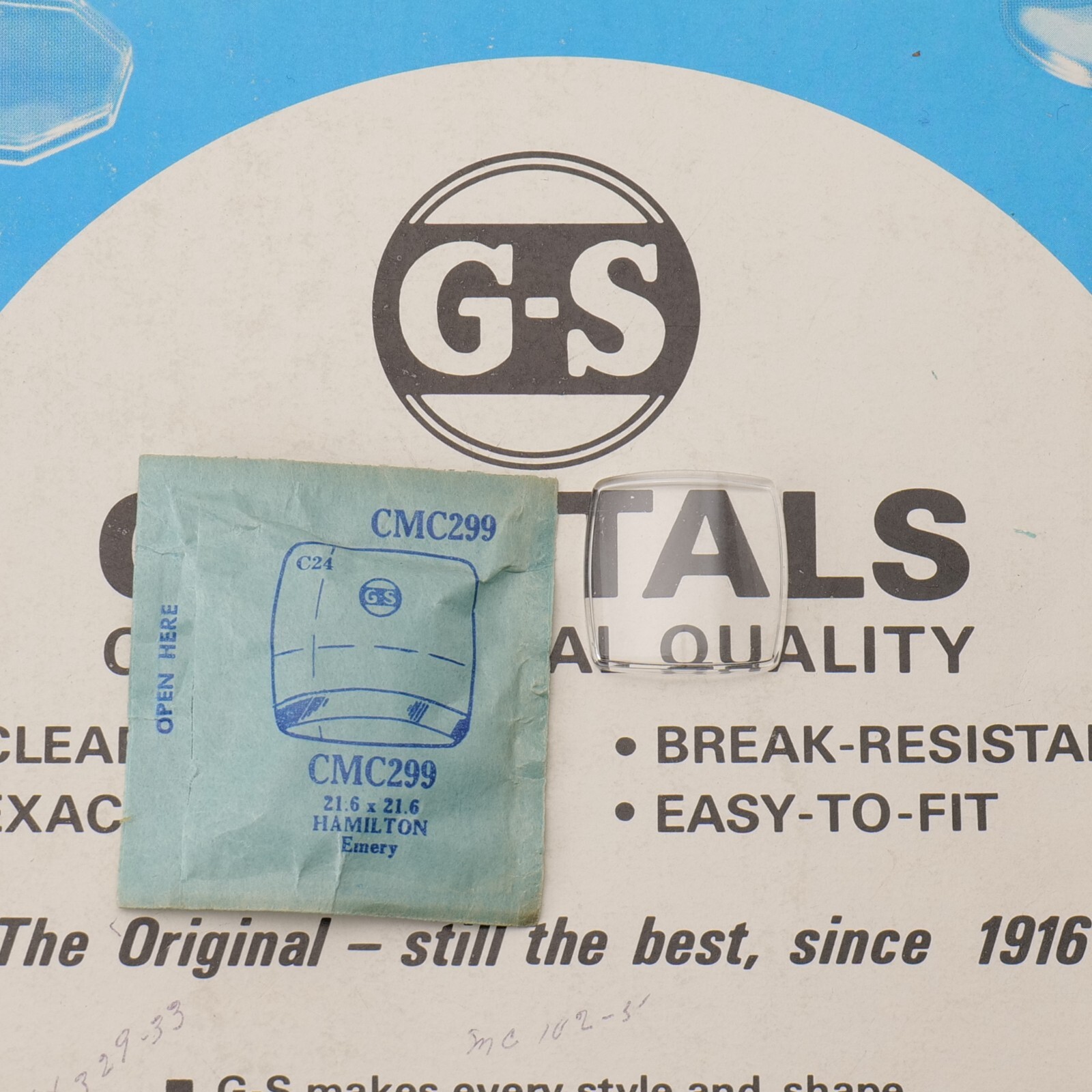 Vintage NOS GS Watch Crystal CMC299 Hamilton – 21.6 x 21.6mm NEW (MC)