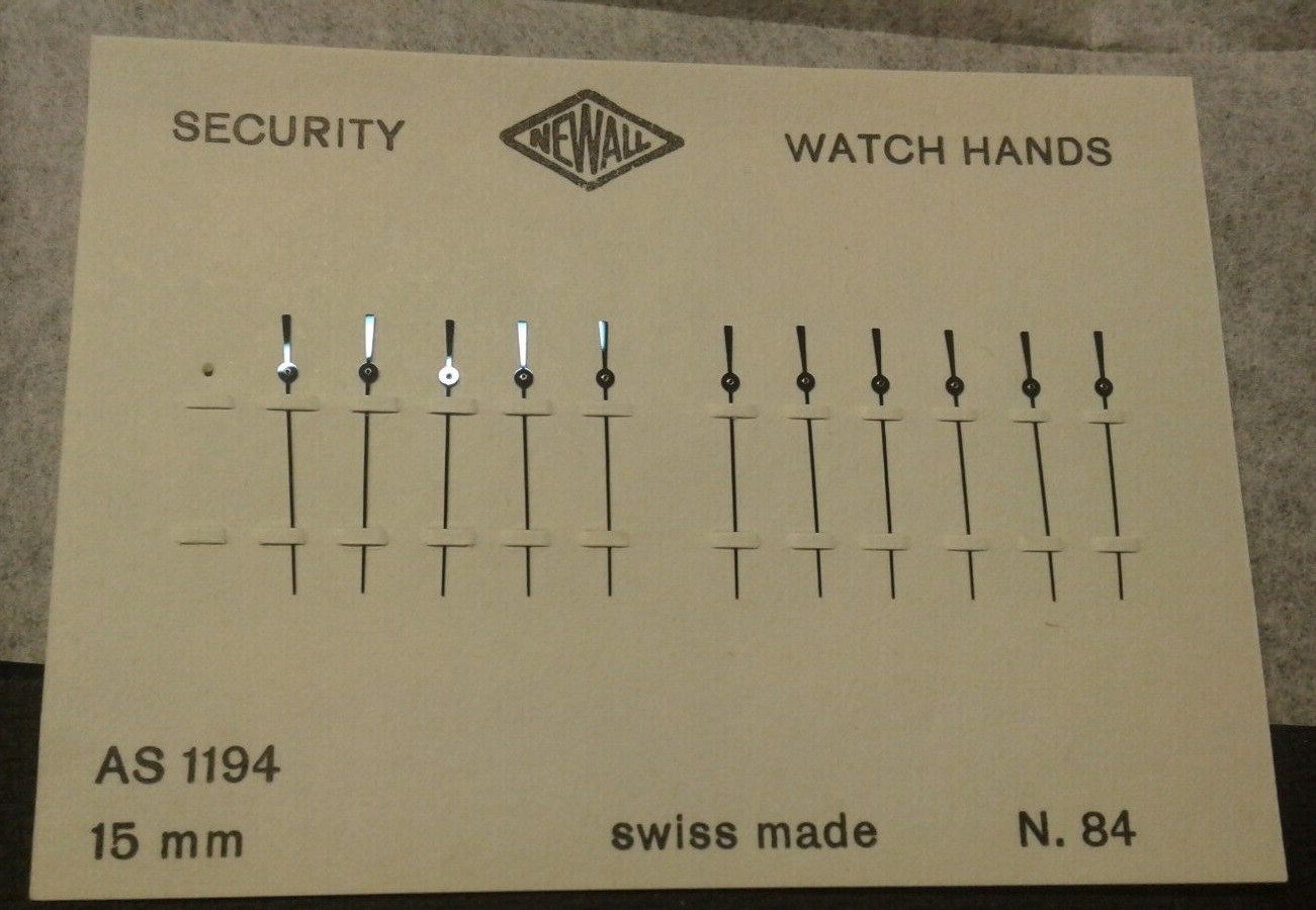 Newall 15MM security Watch Hands Card #84 Swiss AS 1194