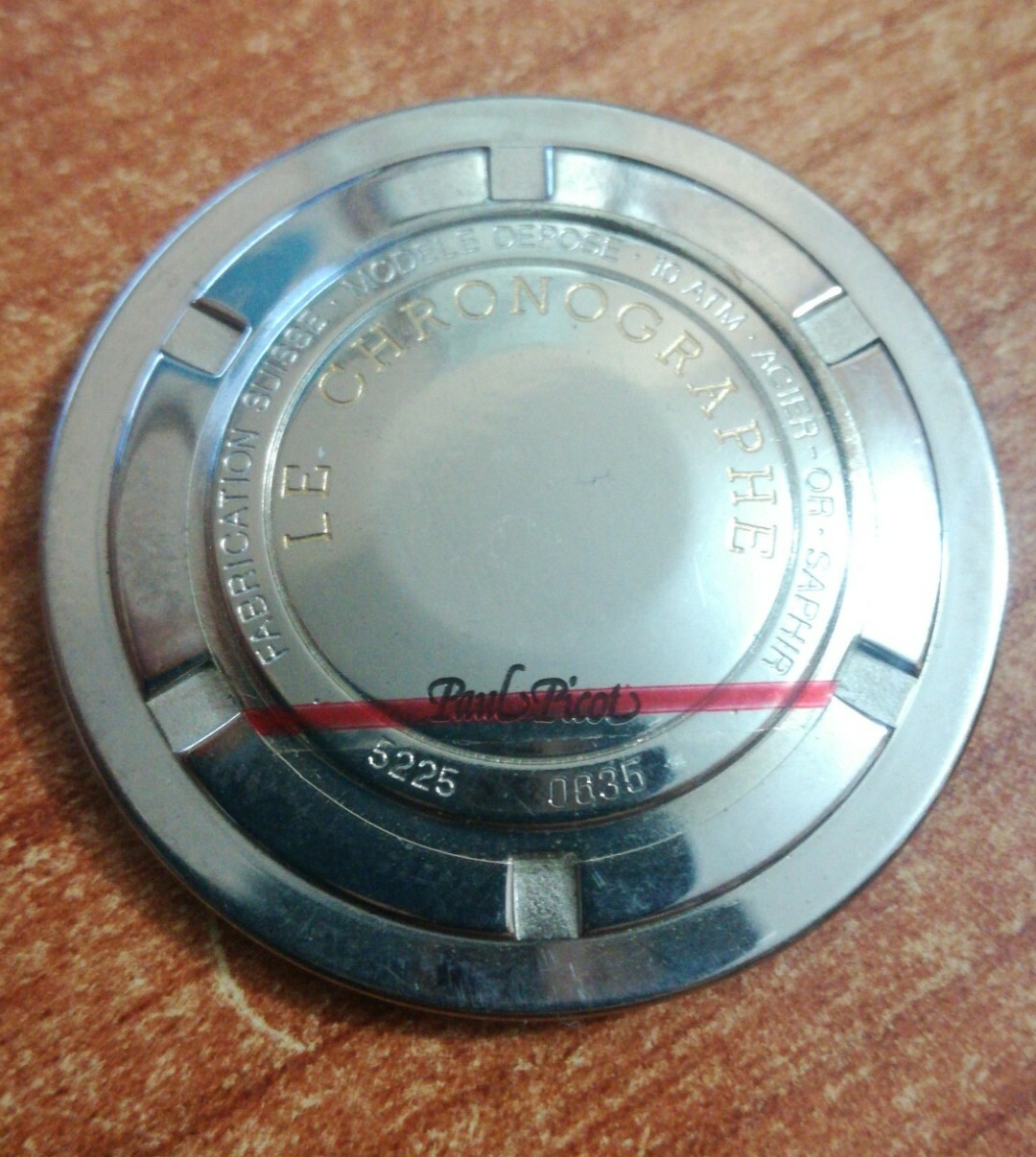Paul Picot 5225 Le chronograph caseback steel 10 ATM steel caseback