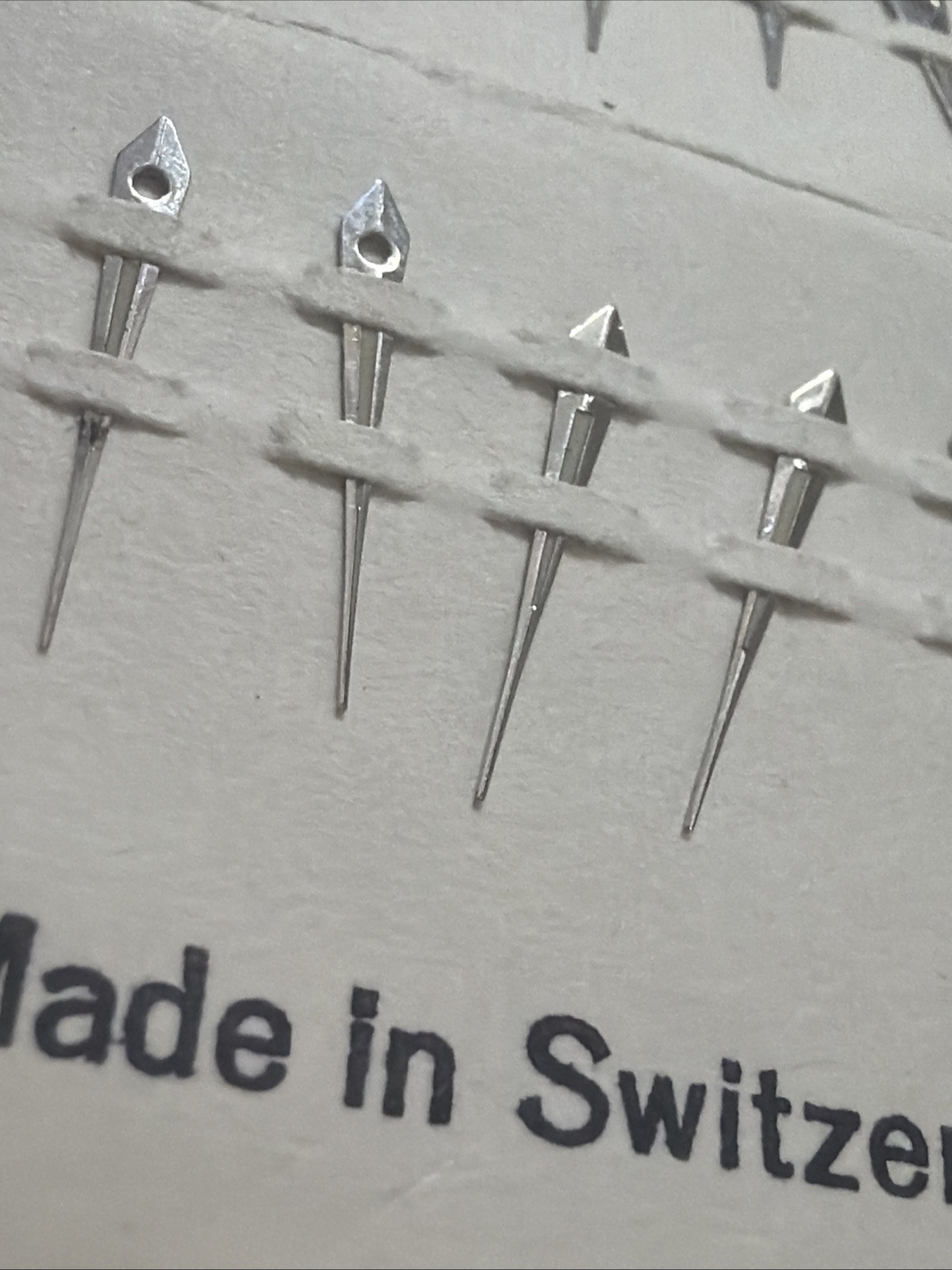 AS 1194 – NOS – Silver Tone Lume Watch Hands – 1 Card with 11 pairs + 1 Minute