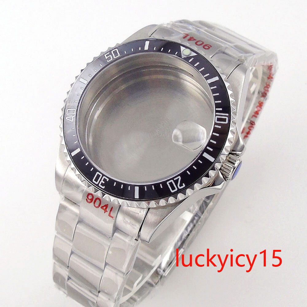 Bliger 38mm 40mm Mens Watch Case Fit NH35A Sapphire Glass Black Ceramic Bezel