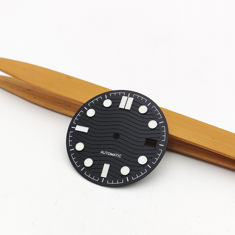 31mm Water Ripples Watch Dial+hands Green Lume For Nh35 Nh36 4r Movement Parts
