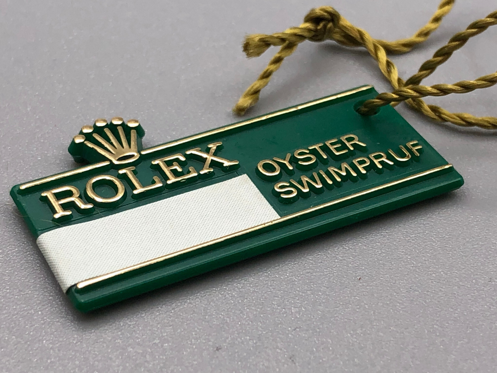 VINTAGE 70s 80s GENUINE BIG CROWN ROLEX OYSTER SWIMPRUF GREEN HANG TAG