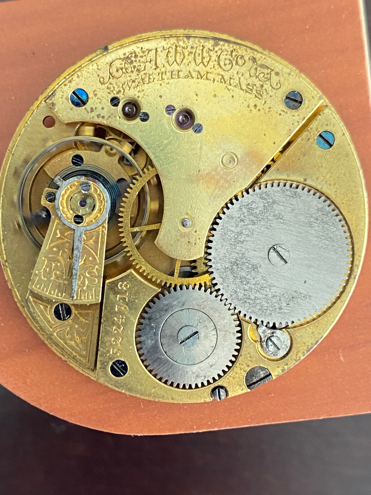VINTAGE 16S WALTHAM POCKET WATCH MOVEMENT, GR. 22, RUNNING, YEAR 1891-1892