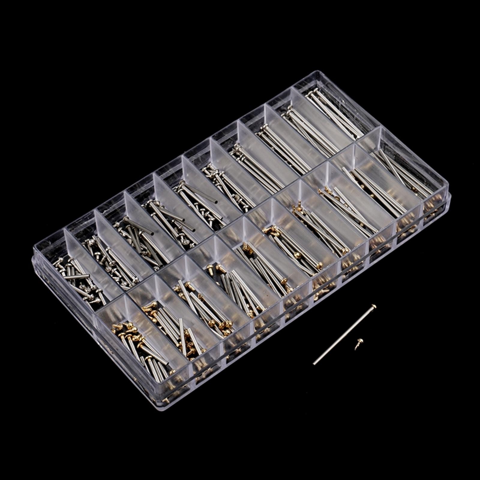 200Pcs 10mm-20mm Assorted Watch Band Tube Pins Bracelet Rivet Box