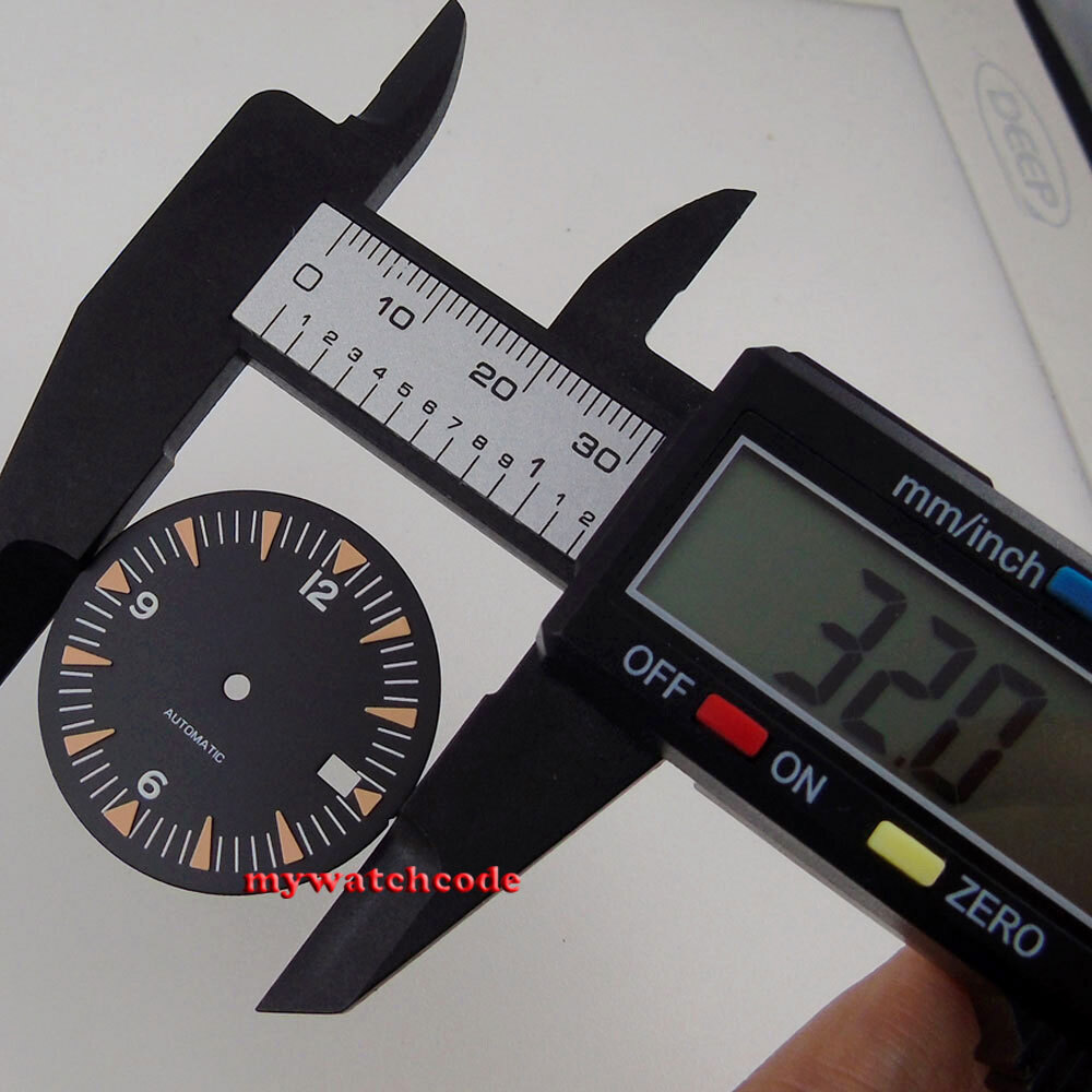 32mm Black Dial Luminous Mark Fit Vintage Japan NH35 NH36 Movement Watch