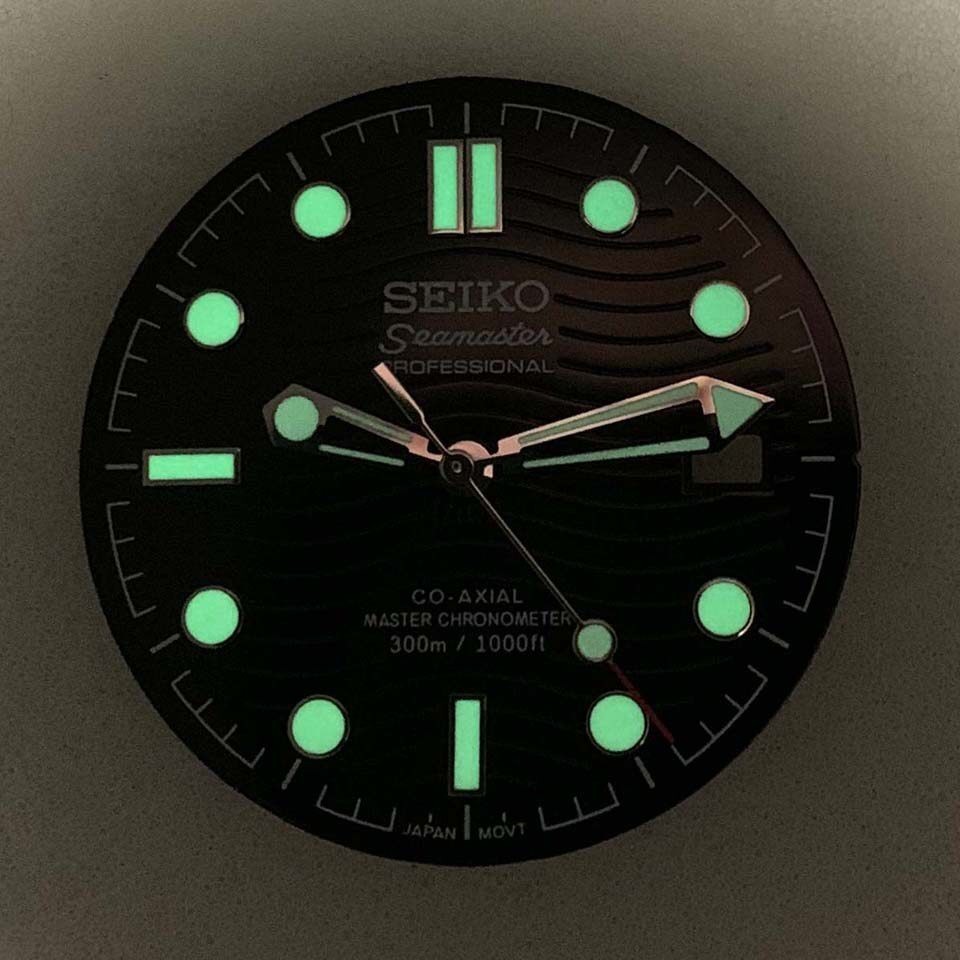 31mm Black Watch Dial+Hands Green Luminous for NH35 NH36 Movement Watch Parts