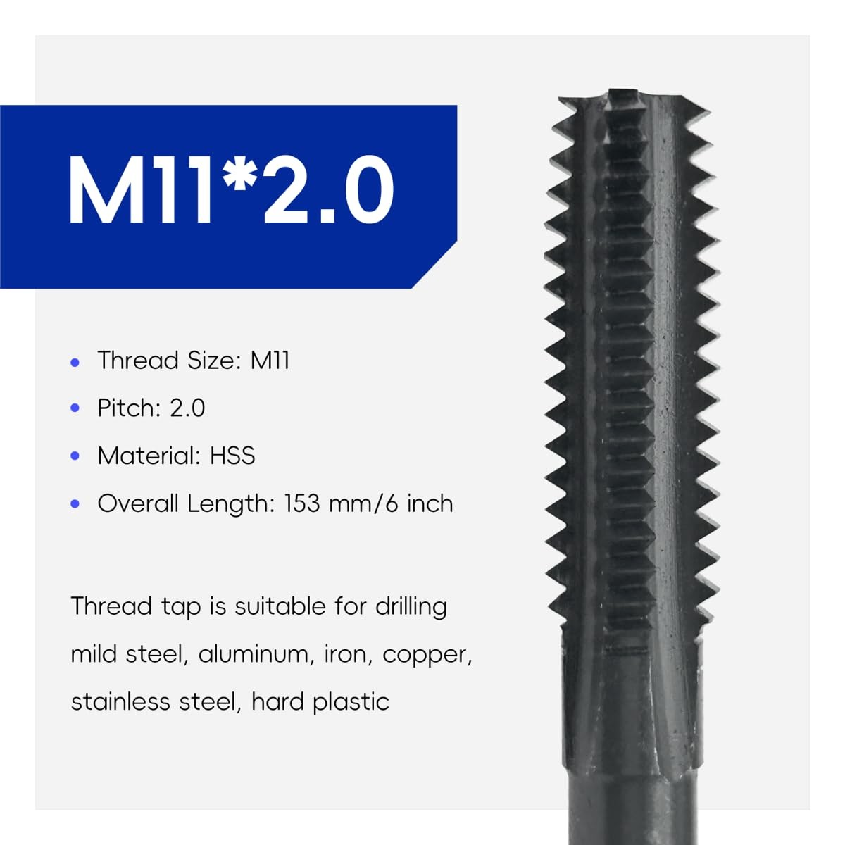 KPY Replacement for 9120011 912-0011, 11mm x 2.00, Thread Cleaning Tap – M11 x