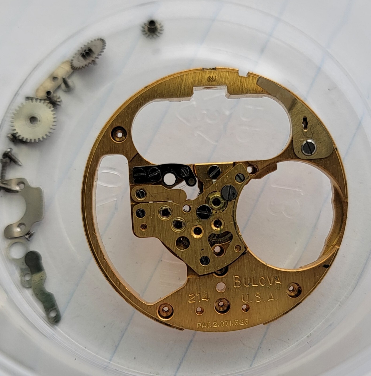 Bulova Accutron 214 Part #709 Movement Pillar Plate USA N1 1971 (‘BB’)