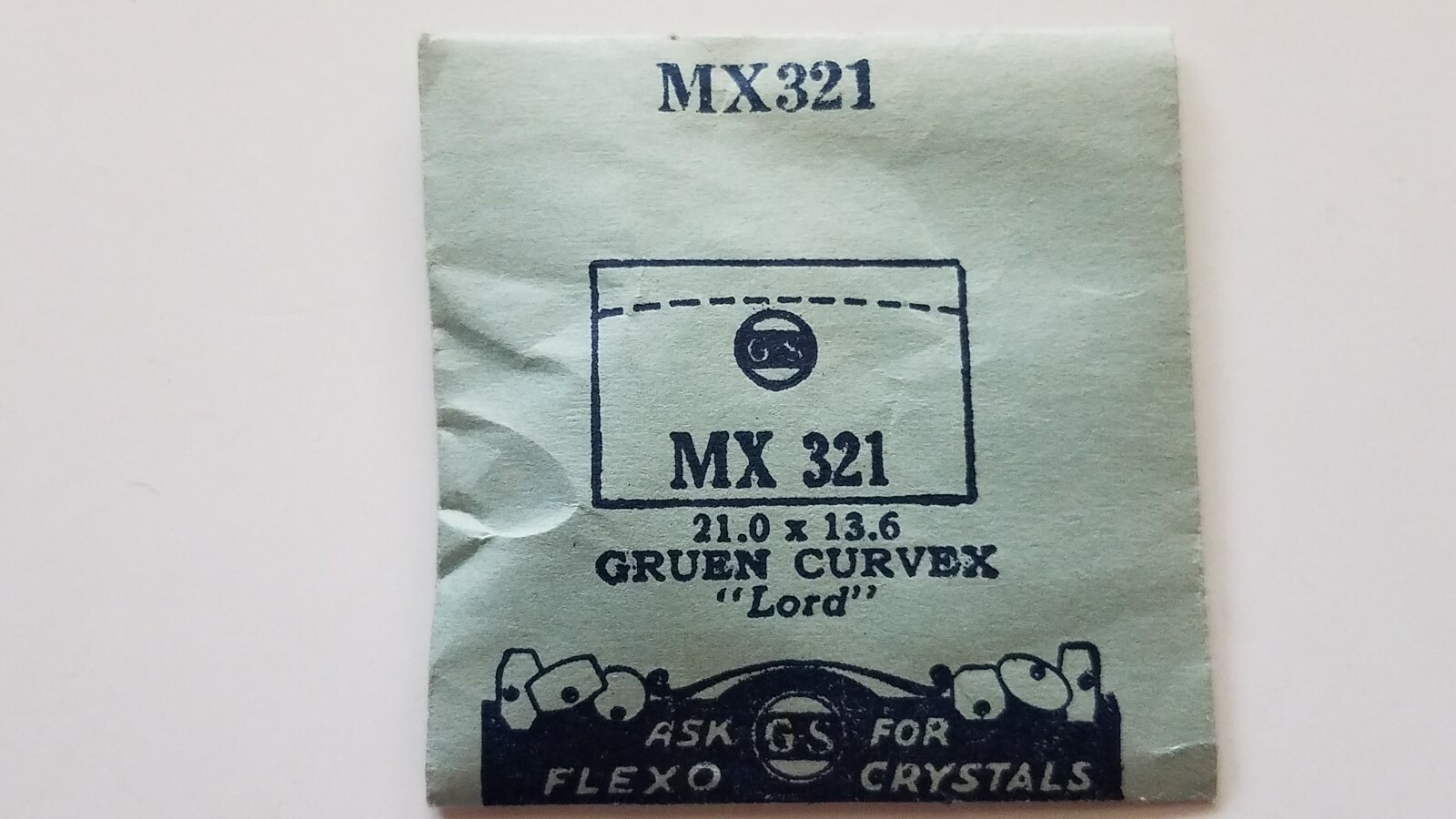 GRUEN CRYSTALS NOS GS Cast Acrylic RECTANGULAR for curved bezel (MX series)