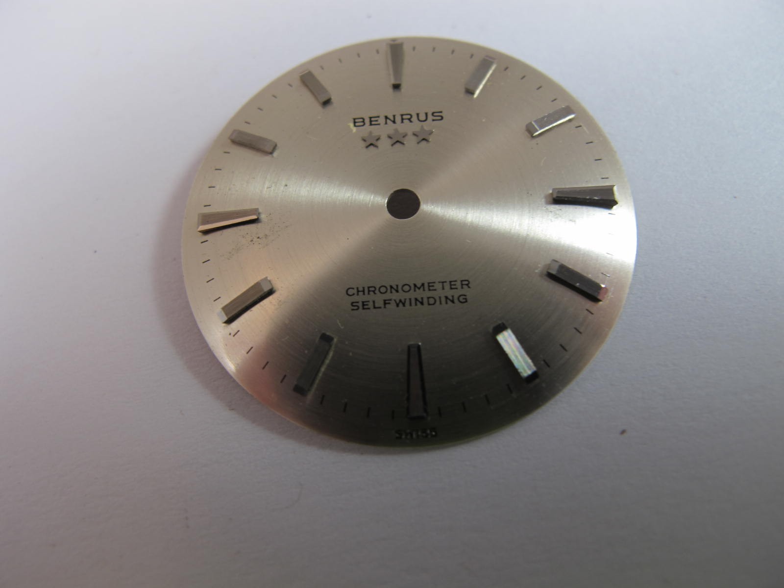 BENRUS 3 STAR SILVER DIAL FOR SLEF WINDING CHRONOMETER 28MM OLD STOCK
