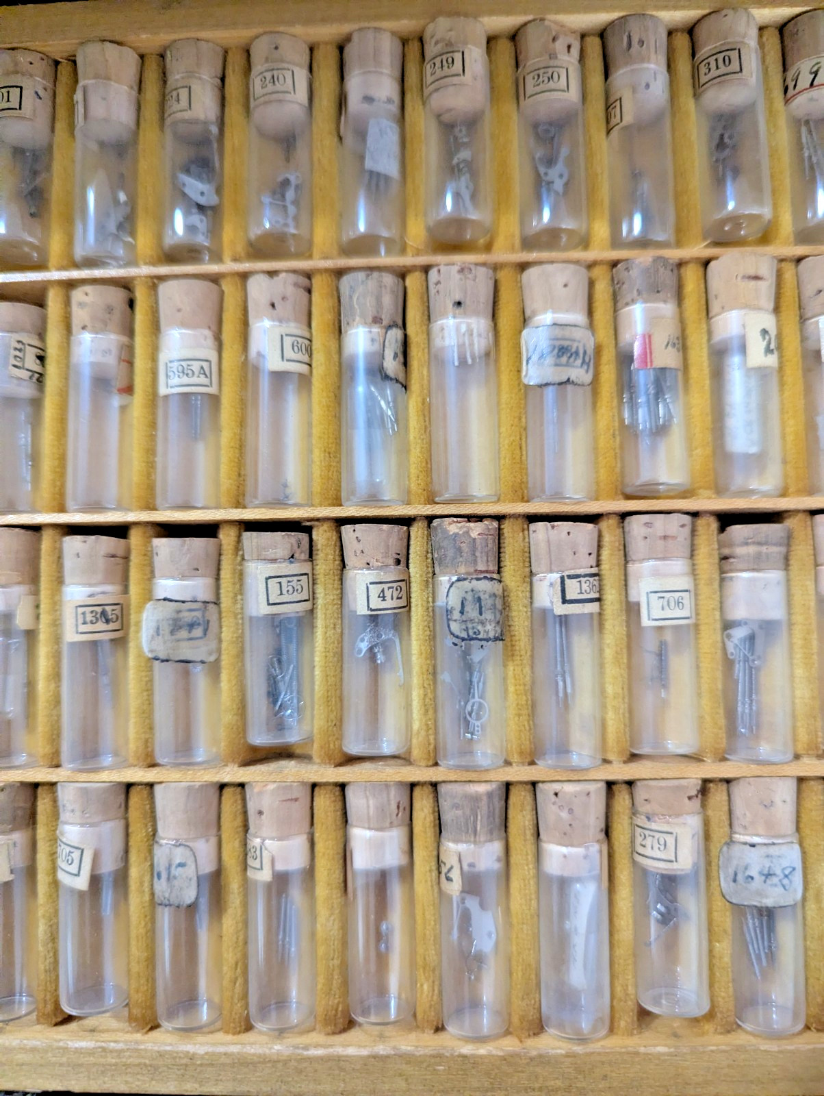 Assortment of Watch Parts – Swartchild & Company Metal Cabinet – 100s of Parts