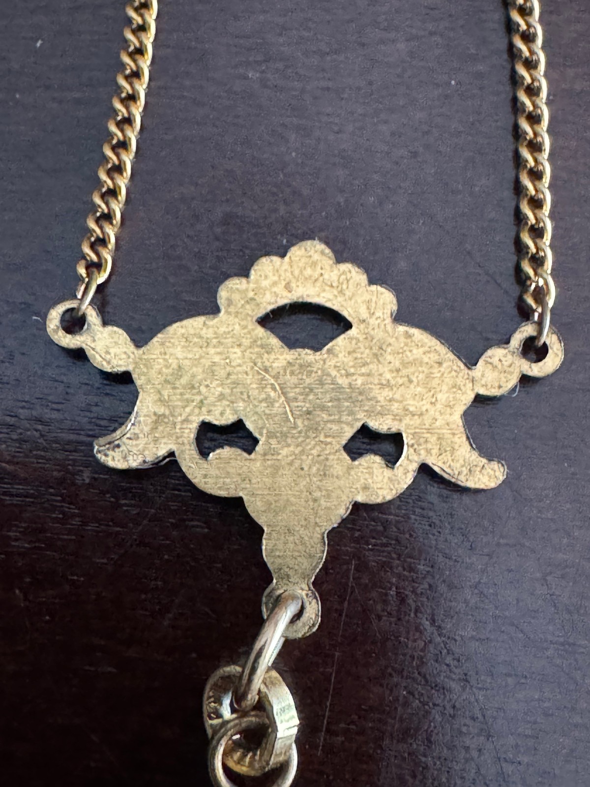 VINTAGE 16 INCH FLUER DE LIS POCKET WATCH NECKLACE CHAIN