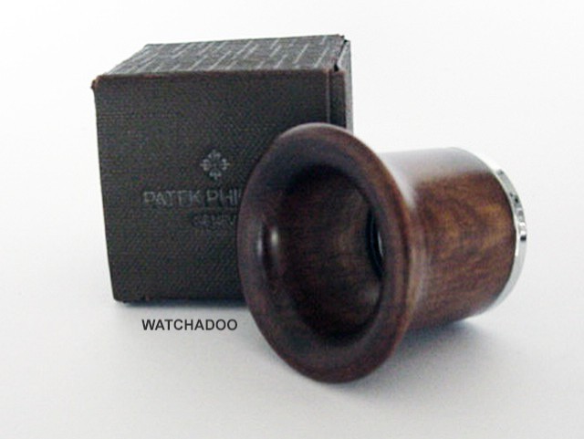 Patek Philippe Brown Wood Watchmaker Jewelers Magnifying Eye Glass Watch Loupe
