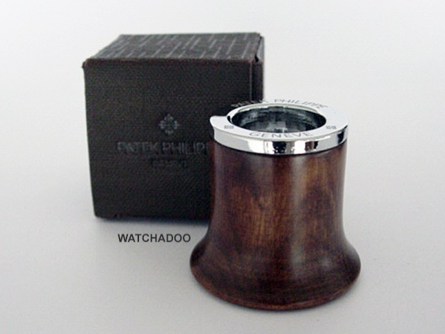 Patek Philippe Brown Wood Watchmaker Jewelers Magnifying Eye Glass Watch Loupe