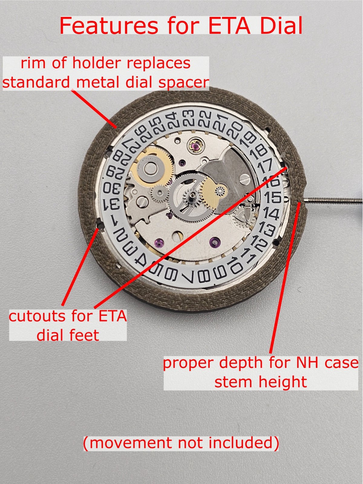 ETA 2824 to NH35 case adapter kit (for ETA or No-Date Seiko dial)