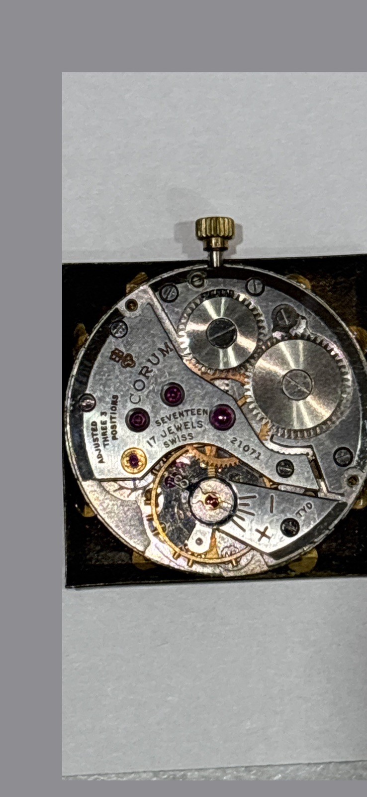 Corum Watch Dial & movement Circa 1960’s. Ultra Thin caliber 423.