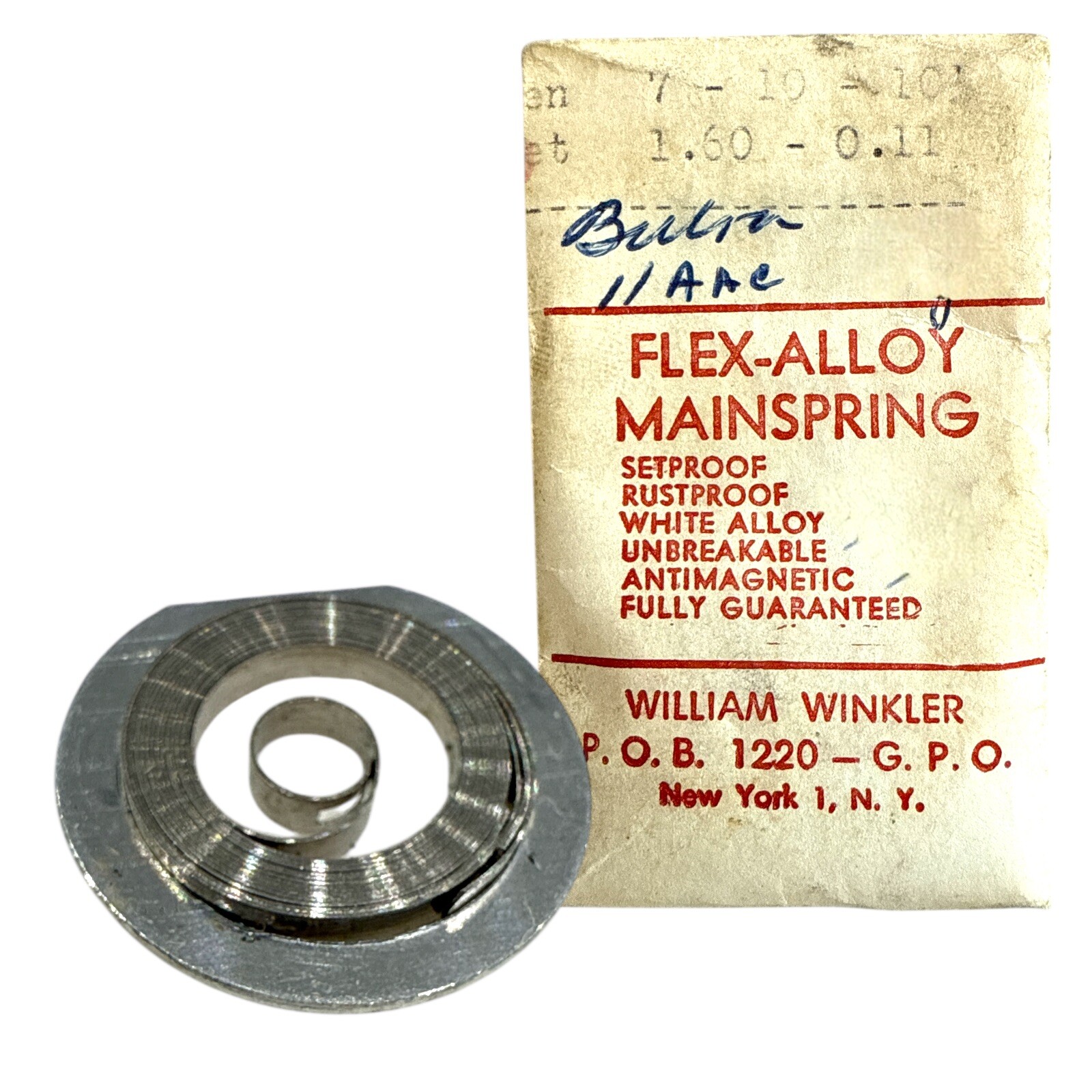 Bulova 11AAC Mainspring 1.60 x 0.11 Watch Part Denn. 7 x 10 x 10.5 NOS Read!
