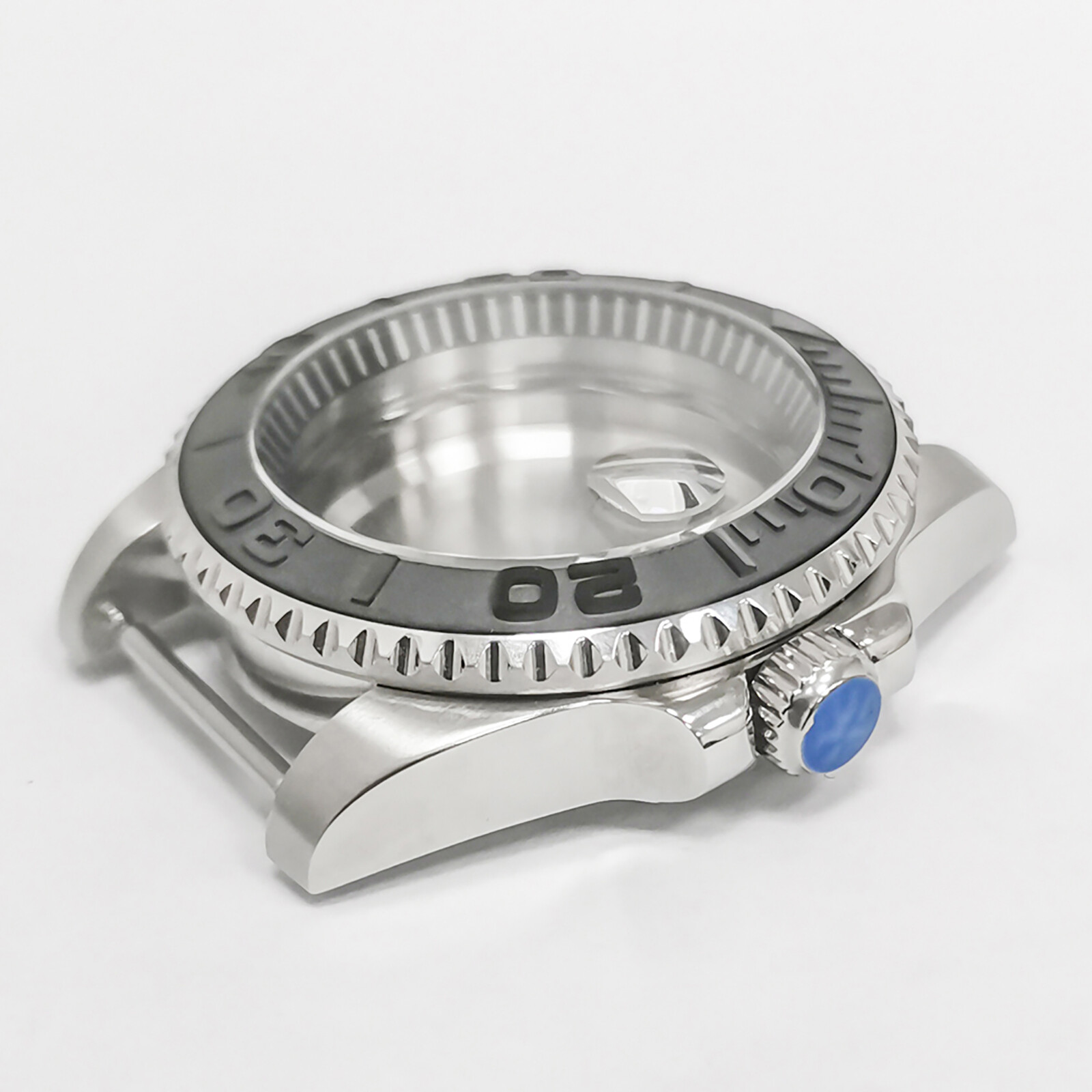 40MM Steel Watch Case Black Inner Ring Sapphire Magnifying Glass for NH35/NH36
