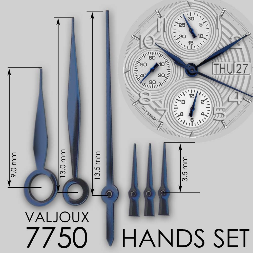 HANDS SET FOR MOVEMENT ETA VALJOUX 7750, BLUED