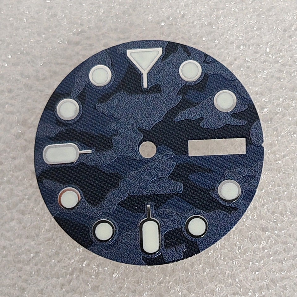 28.5mm Blue Camo Dial Day Date Lume Hands Set Fit Auto Mod Part
