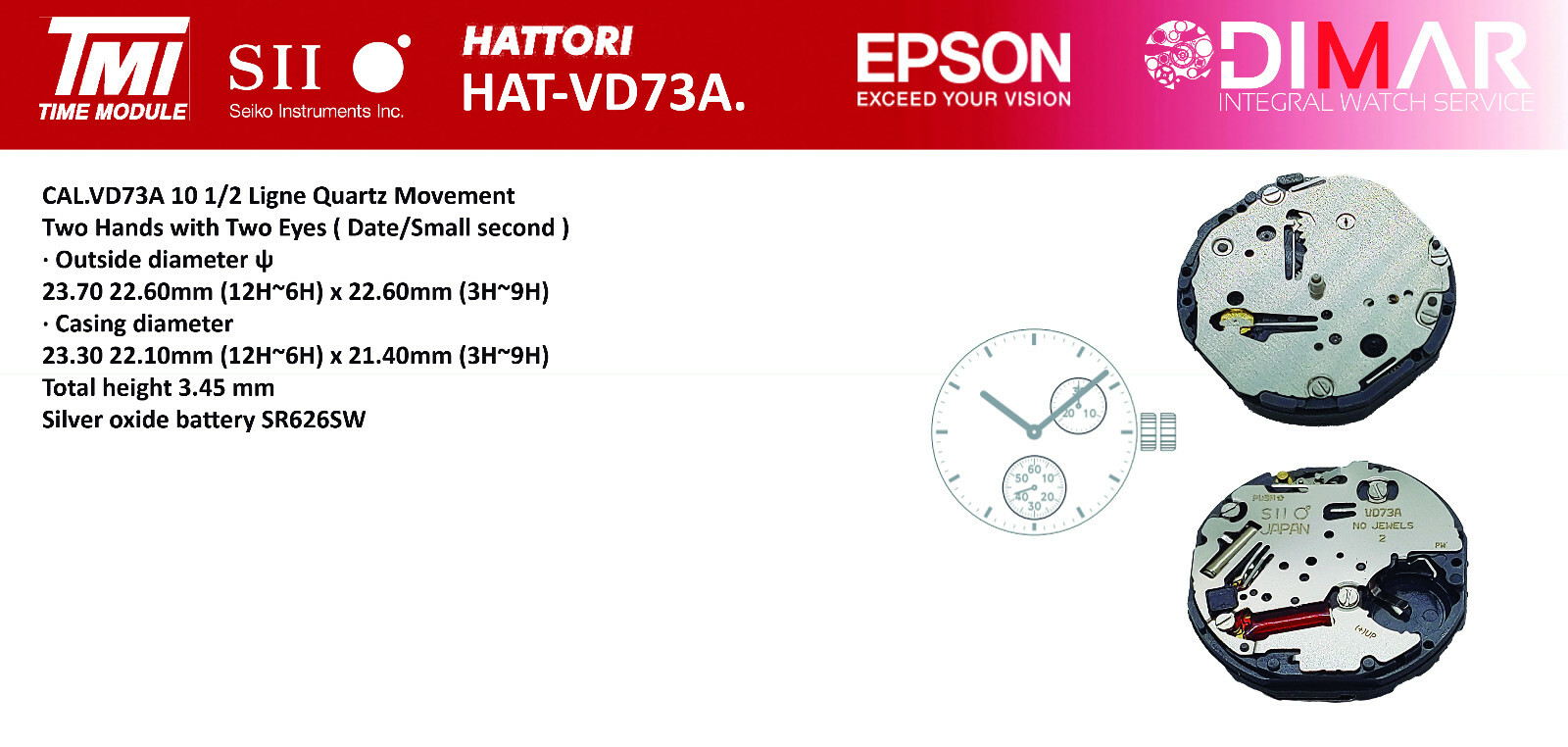 Hattori Movement – TMI – Caliber VD73A.