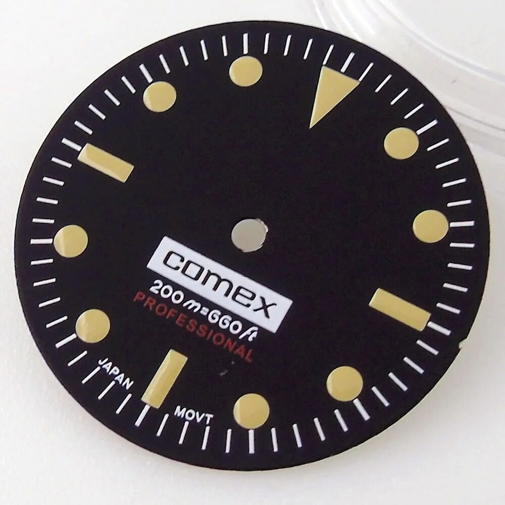 Vintage 28.5mm Black Watch Dial Fit NH35 NH36 Movement Date Window Luminous Part