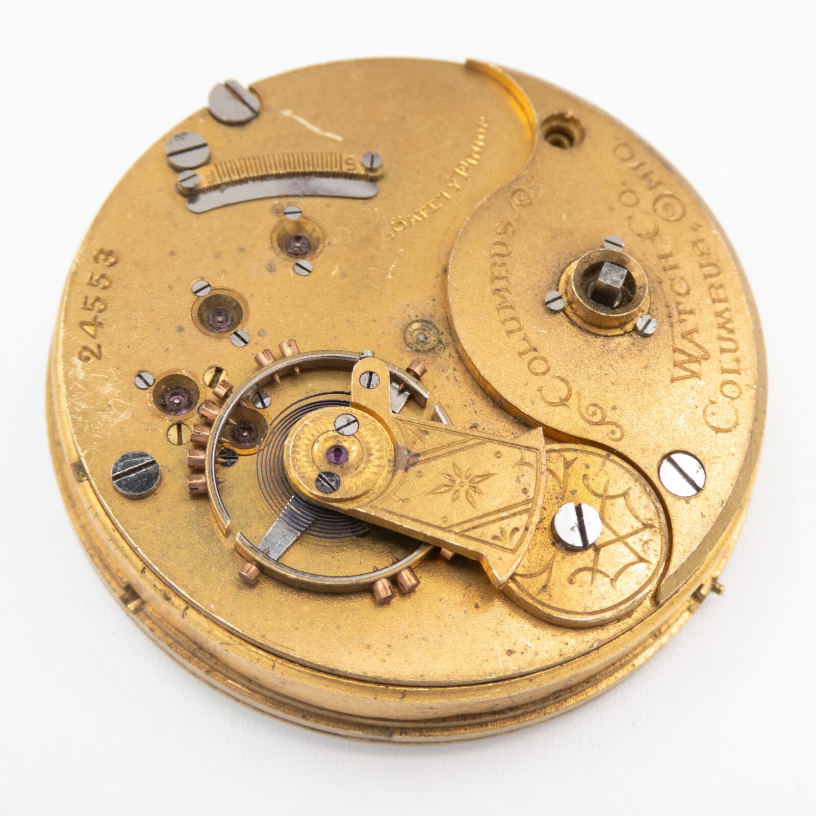 Columbus Model 3 18-Size 15-Jewel Key Wind Antique Pocket Watch Movement