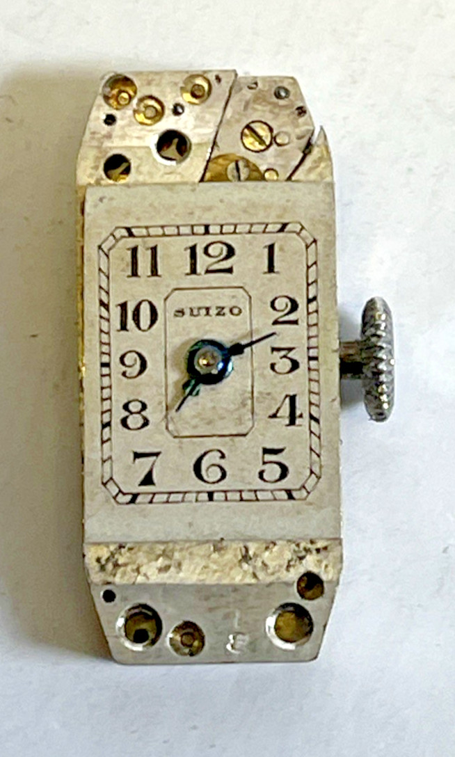 Vintage Suizo 935 Silver Hallmark Ladies Wrist Watch Art Deco 1920s Not Working