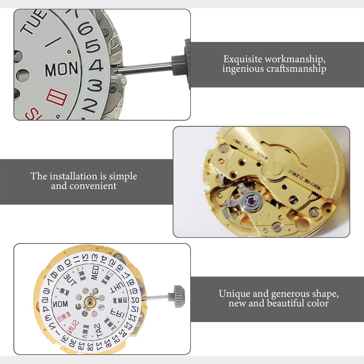 Original 8215 Watch Automatic Movement 21 Jewels, Date at 3 + Extra Parts
