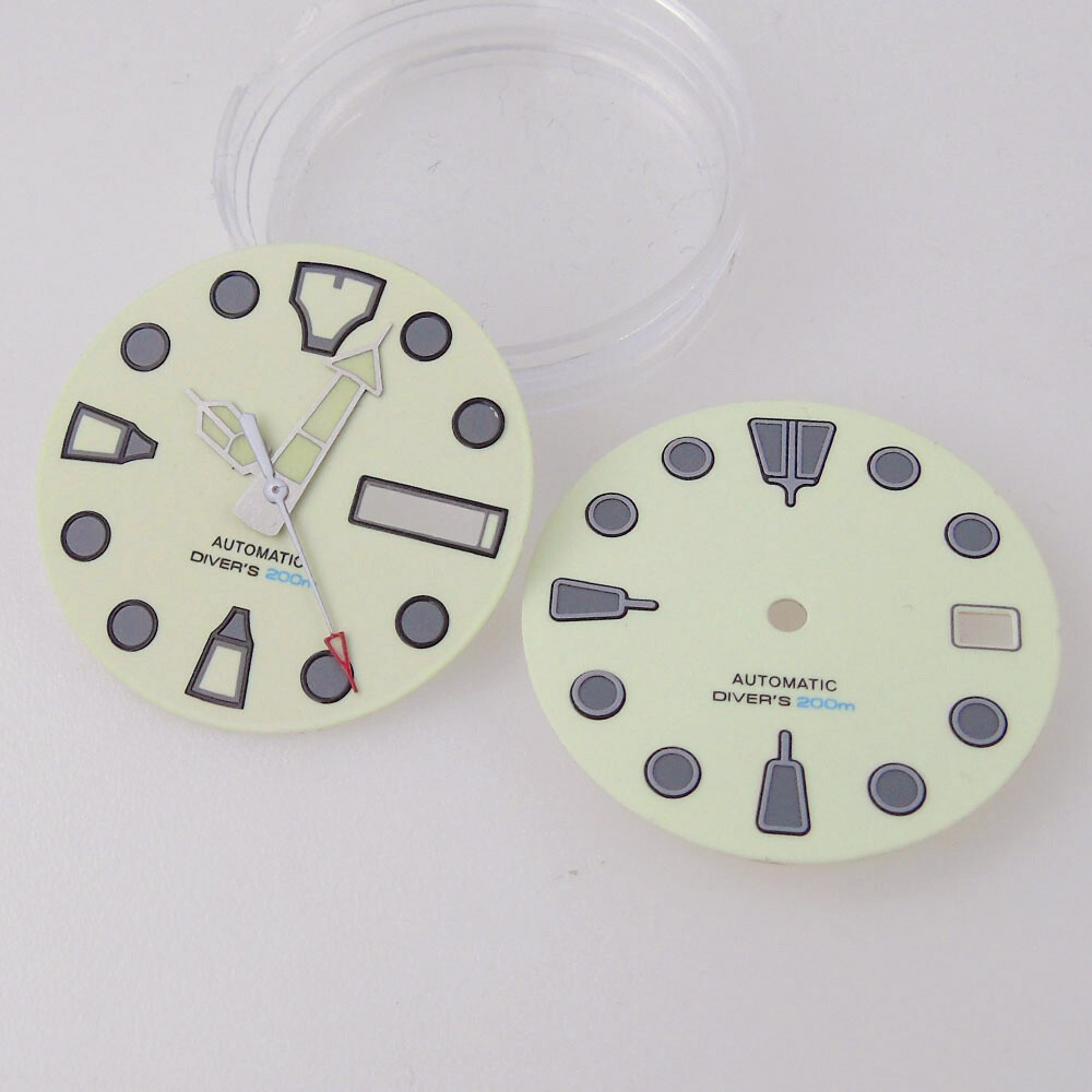 Full Green Luminous 29mm Watch Parts Fit Automatic NH35A NH36A Creamy Dial Hands