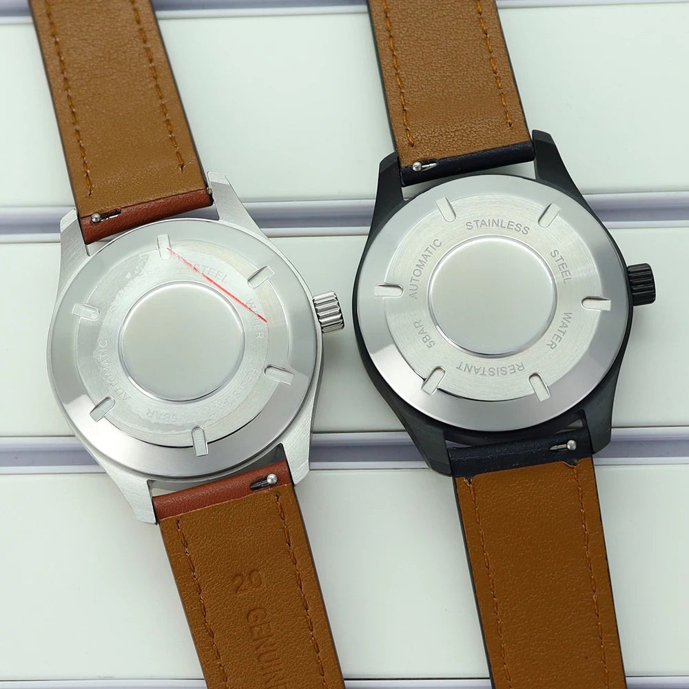 40mm Watch Cases Steel Leather Strap For NH35 NH36 NH38 Eta 2824 Waterproof
