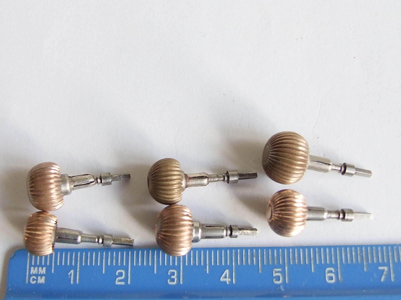 6 x American pocket watch crowns, stems & sleeves for Waltham, Elgin