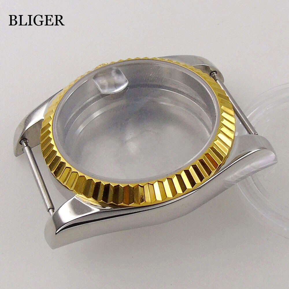 BLIGER 36MM 39MM Rose Gold Silver Watch Case Fluted Bezel fit NH35A NH36A PT5000