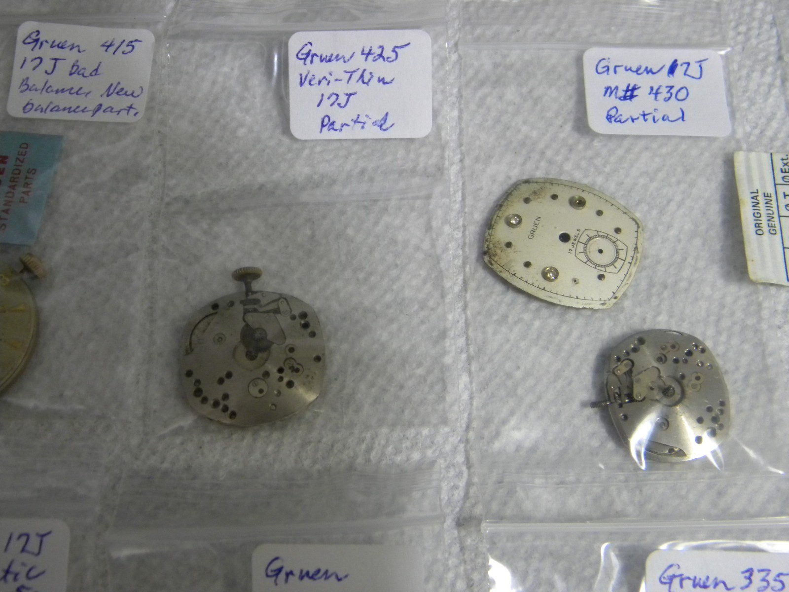 Gruen Lot 15J to 21J Wrist Watch Movements to Repair or for Parts Qty 10 Each