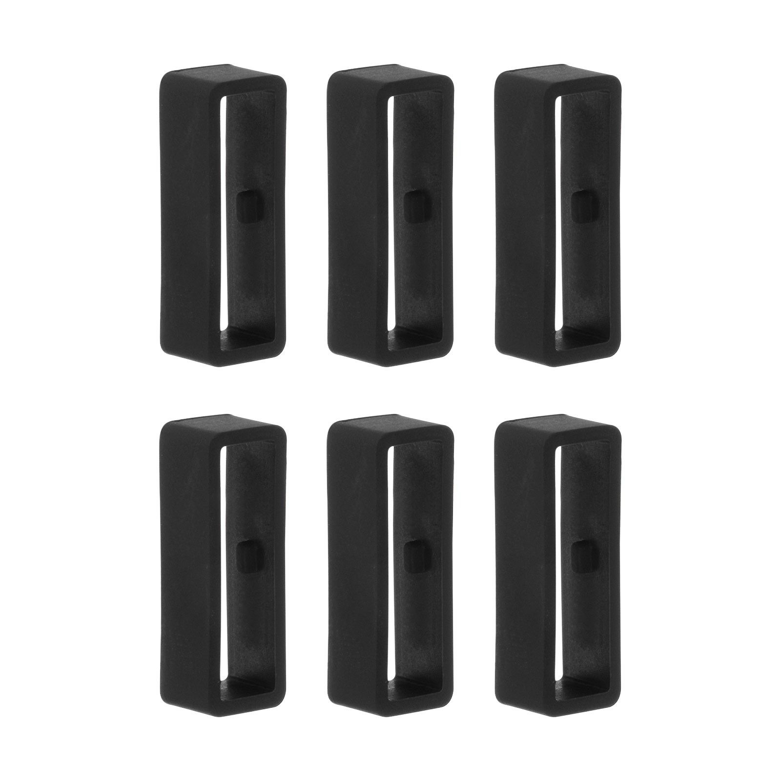 6pcs Watch Strap Loop Fastener Rings 24mm Rubber Watch Holder Keeper Black