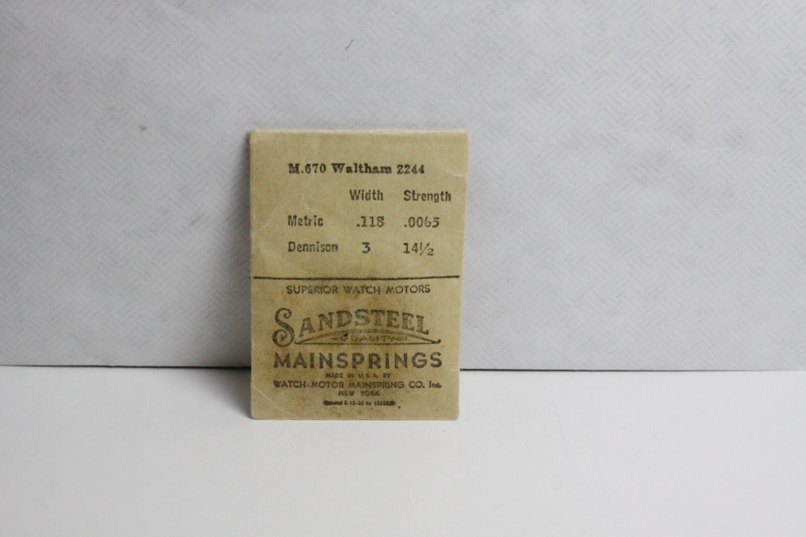 SANDSTEEL #2242 Mainspring FOR M670 WALTHAM Steel 5V